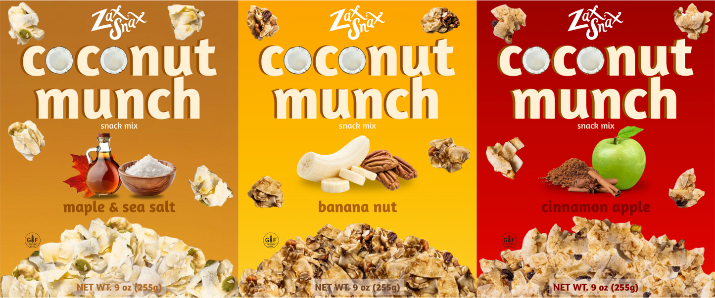 3-Pack PARTY SIZE- Zax Snax - Coconut Snack Mixes