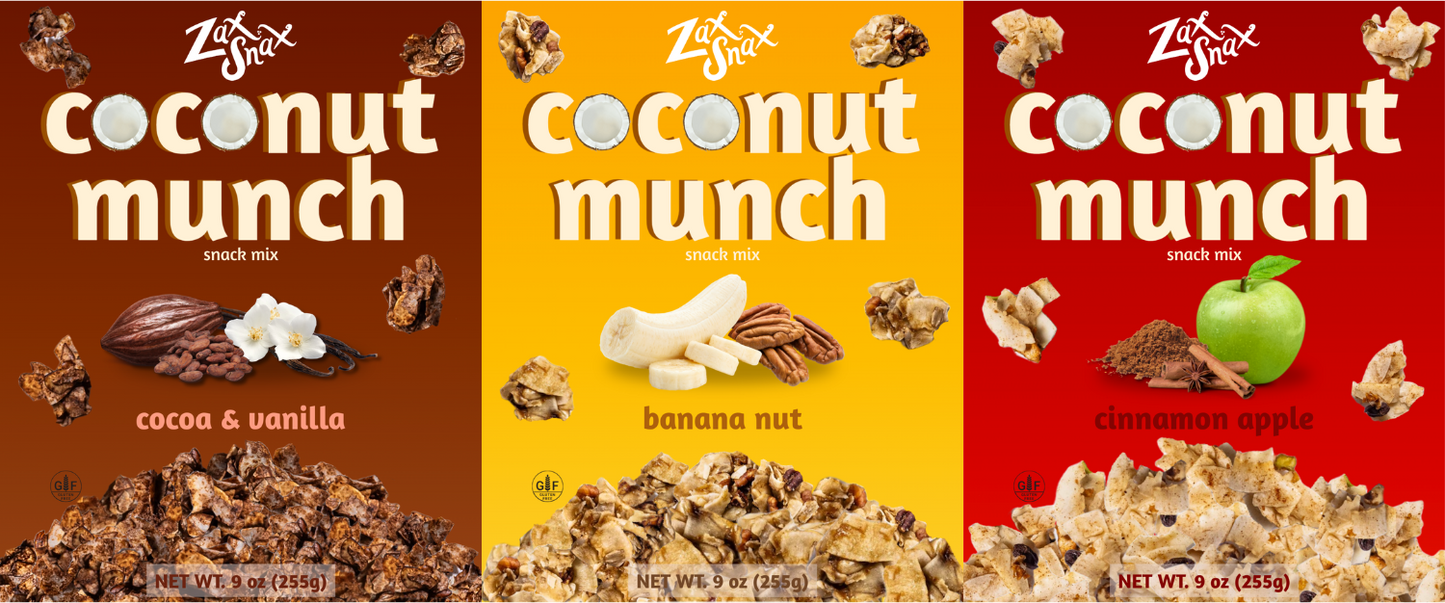 3-Pack PARTY SIZE- Zax Snax - Coconut Snack Mixes